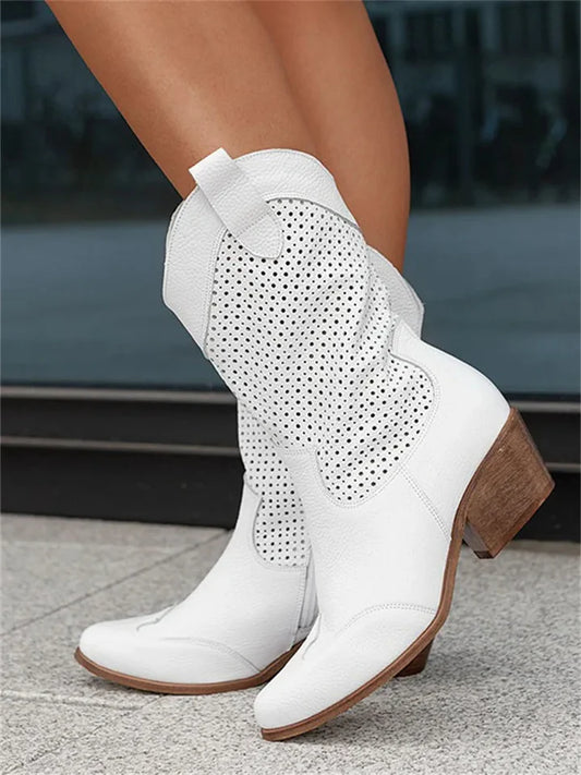 Western-Cowboystiefel mit niedrigem Absatz und mittelhohem Schaft