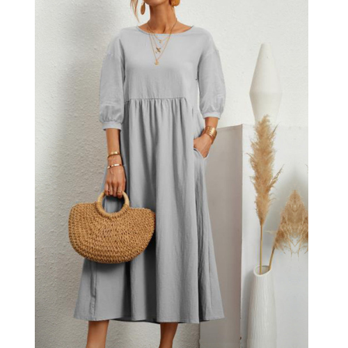 Elegante gesmokte zomerjurk voor dames - Midi