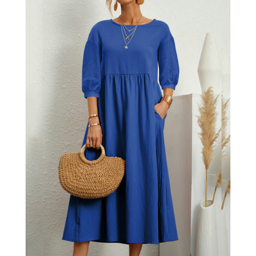 Elegante gesmokte zomerjurk voor dames - Midi