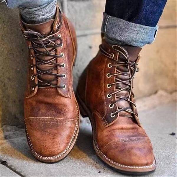 Bequemer Lederstiefel für Herren