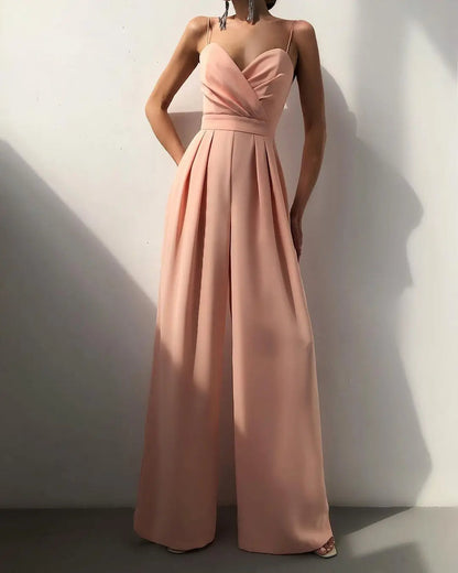 Ärmelloser Jumpsuit mit hoher Taille und weitem Bein