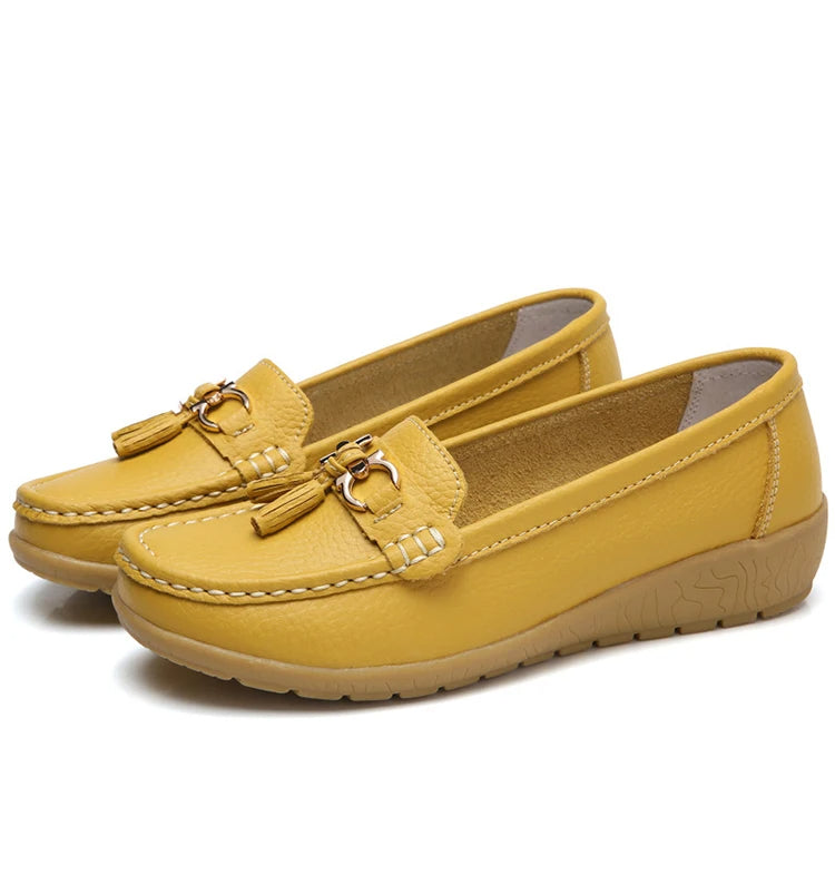 Leder-Ballerinas mit Cut-Outs für Damen