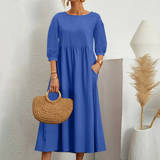 Lässiges, lockeres Patchwork-Midikleid