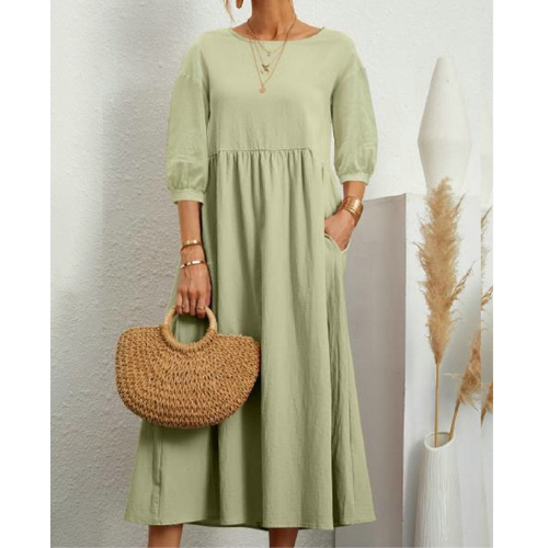 Elegante gesmokte zomerjurk voor dames - Midi