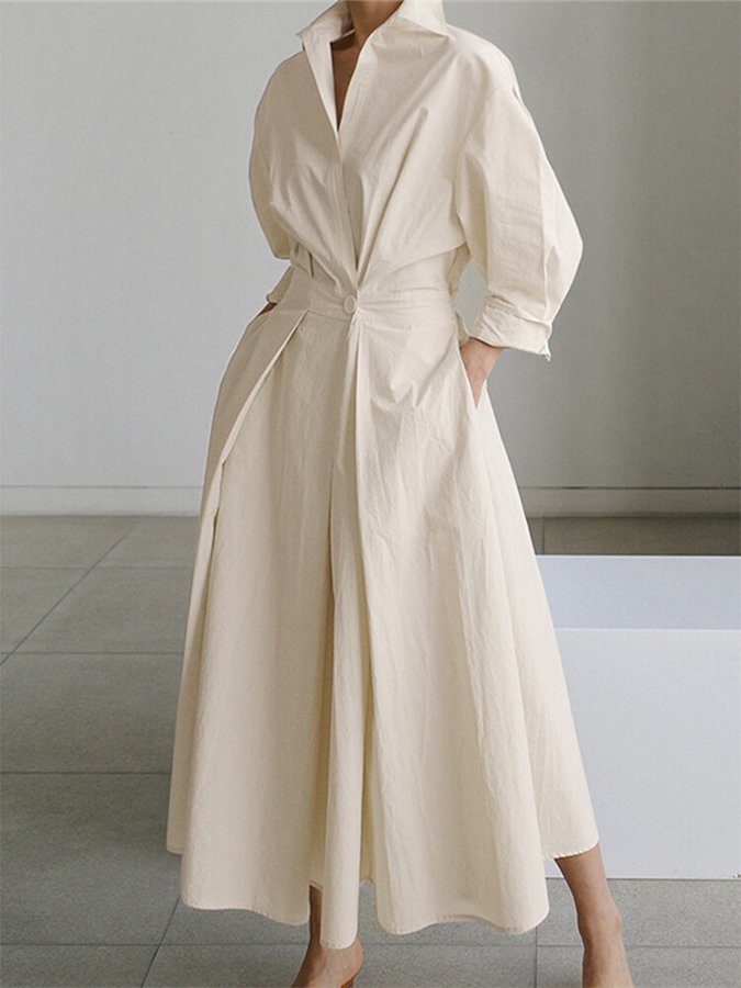 Elegante Maxi-Jurk mit Vintage-Halslinie