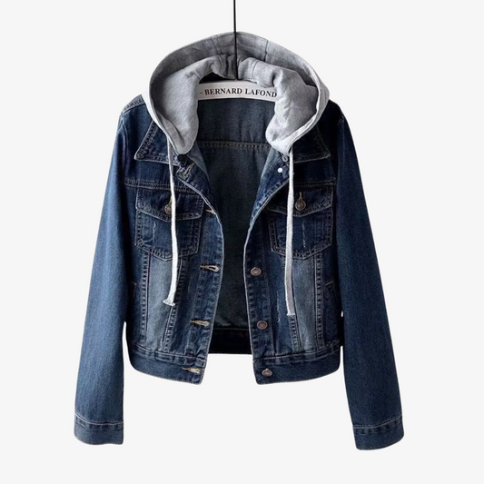 Stilvolle Damen-Jeansjacke mit abnehmbarer Kapuze