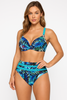 Bikini mit hoher Taille und tropischem Blattprint