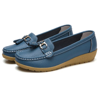 Leder-Ballerinas mit Cut-Outs für Damen