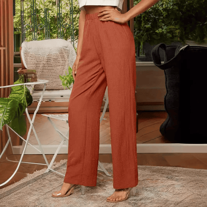 Gerade geschnittene Damenhose mit elastischem Bund