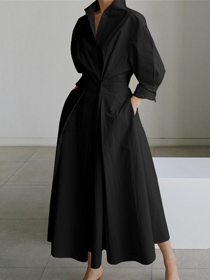 Elegante Maxi-Jurk mit Vintage-Halslinie