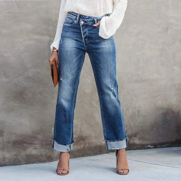 Komfortable Damen Hose mit hoher Taille und entspannter Passform
