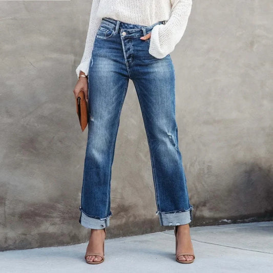 Komfortable Damen Hose mit hoher Taille und entspannter Passform