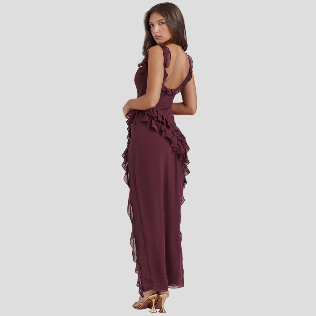 Melantha-Kleid mit Rüschendetail und verstellbaren Trägern