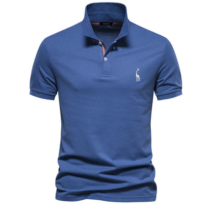 Luxuriöses Baumwoll-Poloshirt mit Hirschstickerei