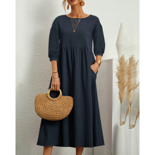 Elegante gesmokte zomerjurk voor dames - Midi