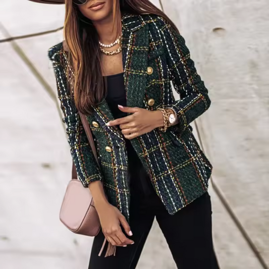 Damen Blazer mit Muster und goldenen Knöpfen