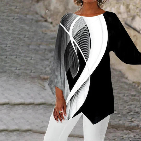 Moderne geometrische Tunika mit langen Ärmeln