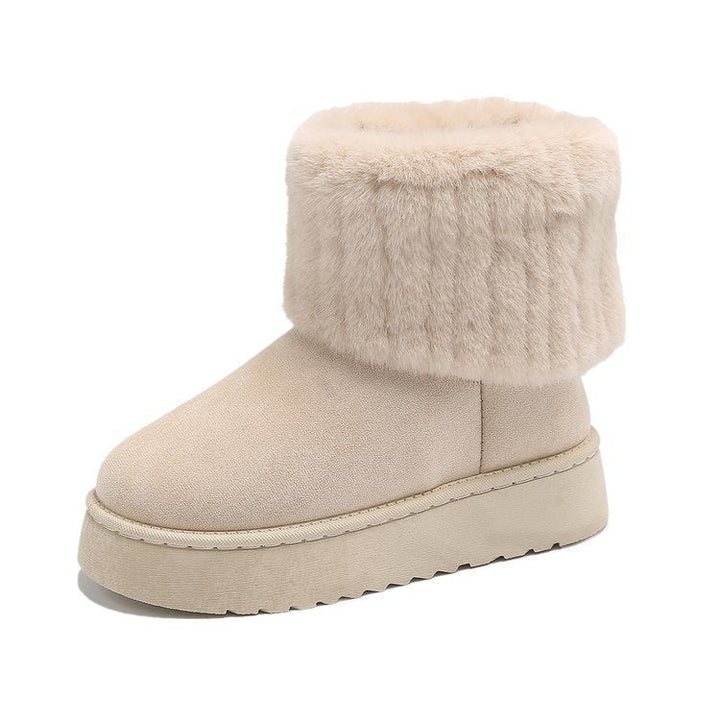 Wolff Damen Winter Hausschuh-Stiefel mit Plüschfutter und stabiler Sohle
