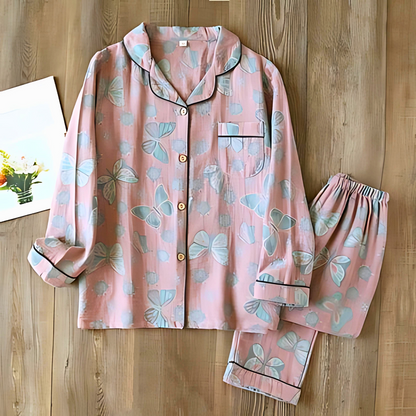 2-teilige Loungewear aus Baumwolle mit Schmetterlingsdruck