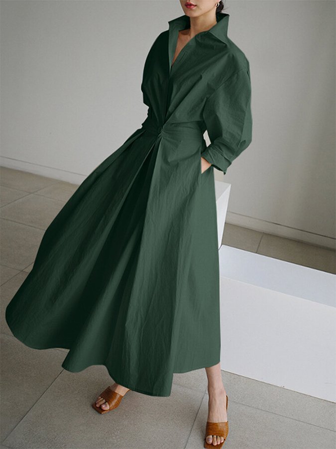 Elegante Maxi-Jurk mit Vintage-Halslinie