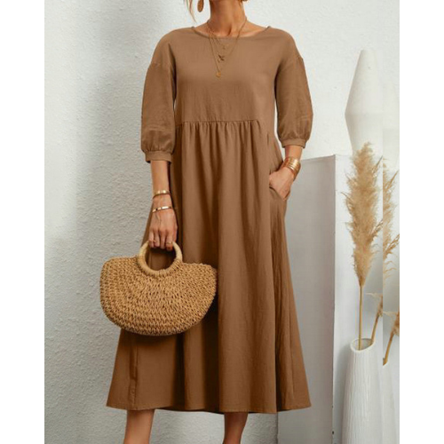 Elegante gesmokte zomerjurk voor dames - Midi