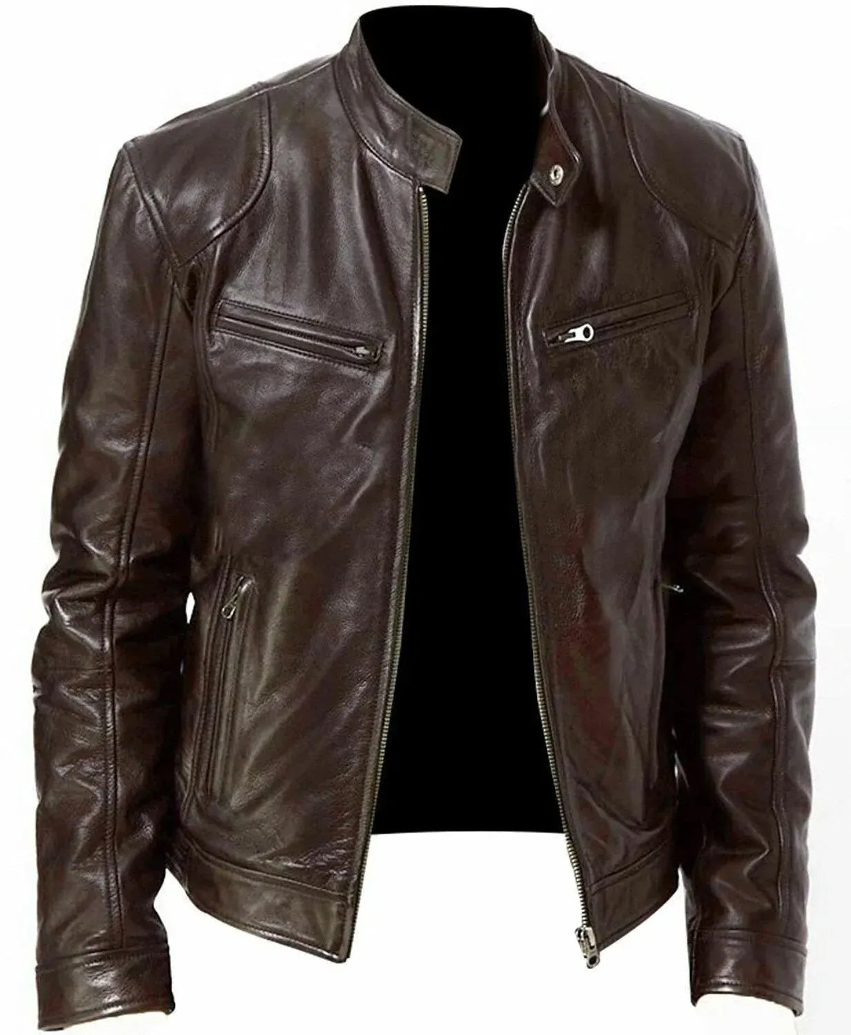 Robuste Motorrad-Bikerjacke aus Leder für Herren