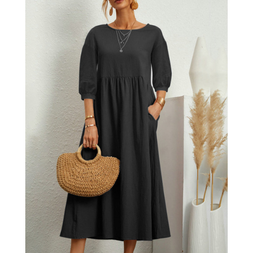 Elegante gesmokte zomerjurk voor dames - Midi