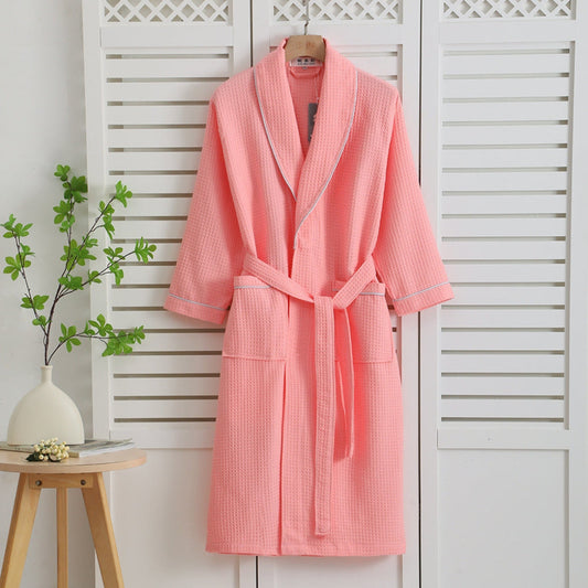 Leichter Kimono-Bademantel aus 100 % Baumwolle mit Waffelmuster