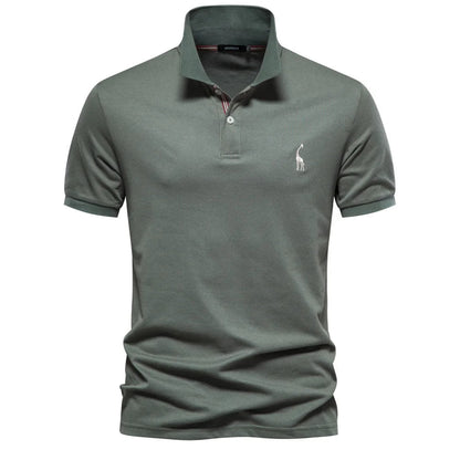Luxuriöses Baumwoll-Poloshirt mit Hirschstickerei