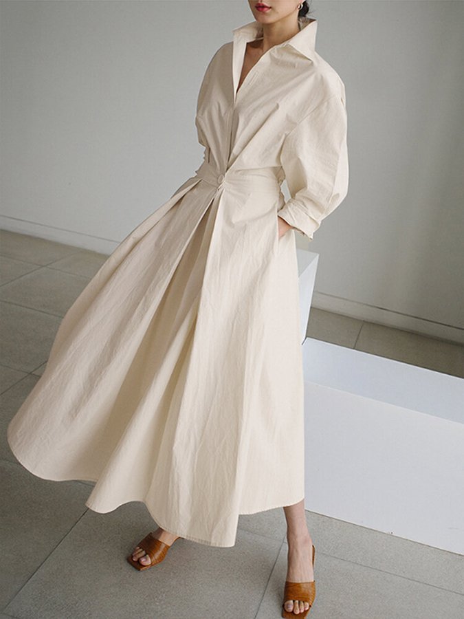 Elegante Maxi-Jurk mit Vintage-Halslinie