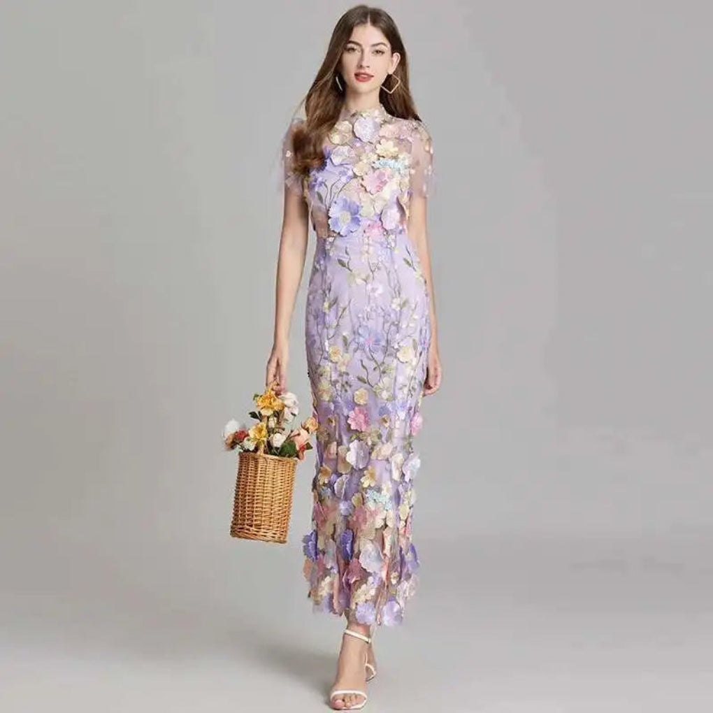Sommerliches Ballkleid aus bestickter Spitze für Damen