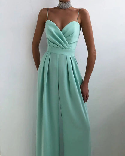 Ärmelloser Jumpsuit mit hoher Taille und weitem Bein
