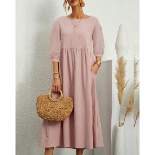 Elegante gesmokte zomerjurk voor dames - Midi