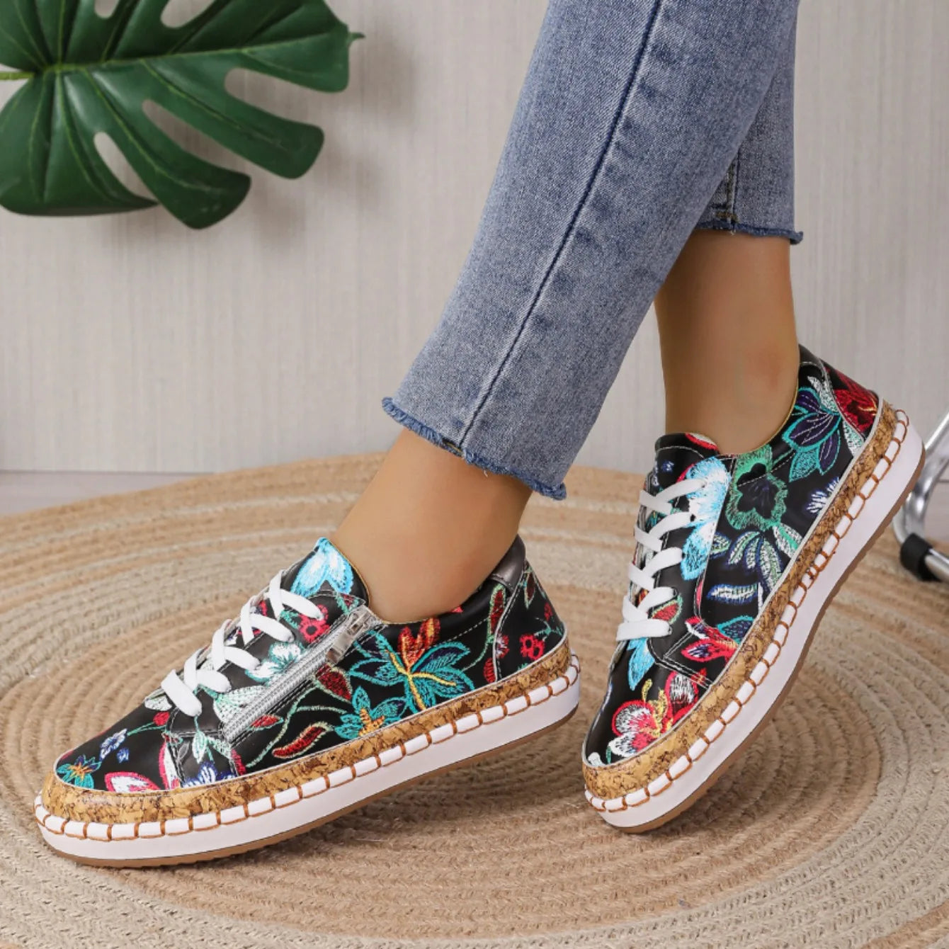 Elegante florale Schnürschuhe für Damen