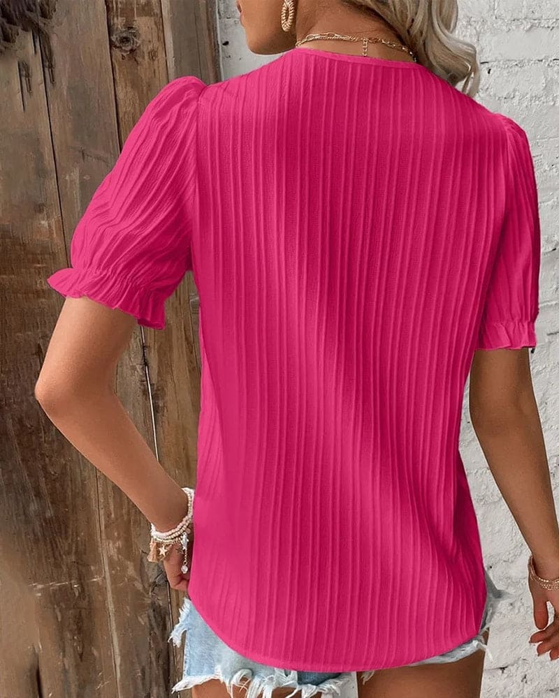 Elegante Spitzenbluse mit V-Ausschnitt