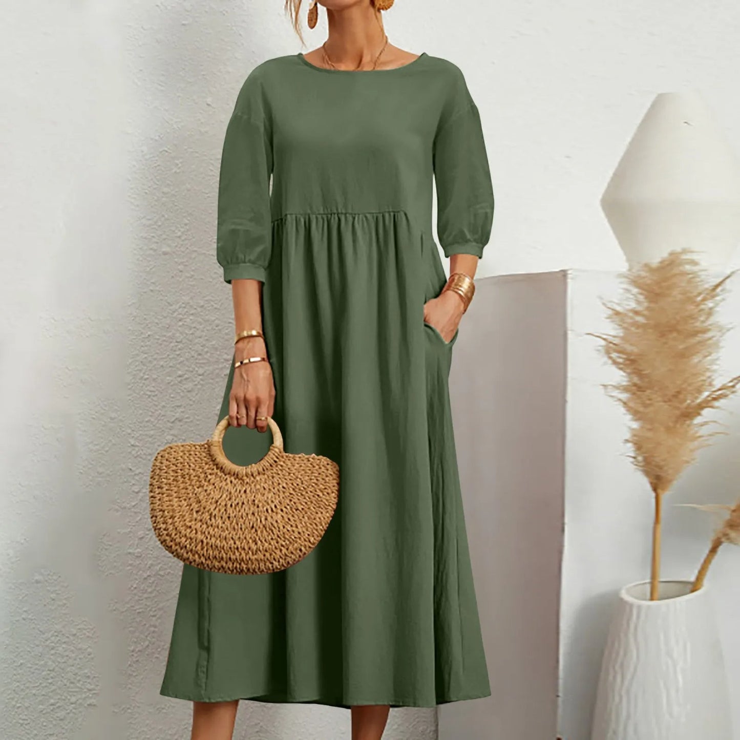 Luftige Midi-Kleid mit Patchwork-Design