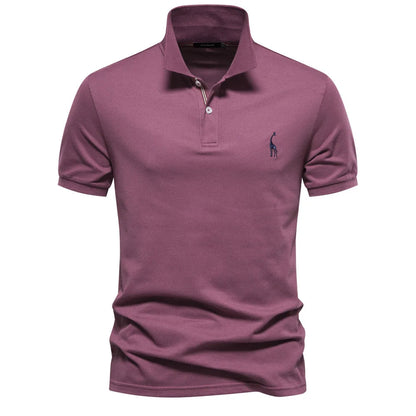 Luxuriöses Baumwoll-Poloshirt mit Hirschstickerei