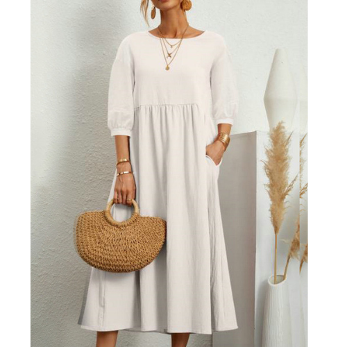 Elegante gesmokte zomerjurk voor dames - Midi
