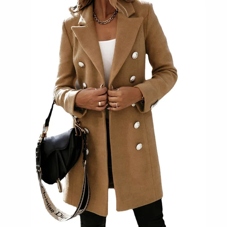 Eleganter langer Wollmantel für Damen