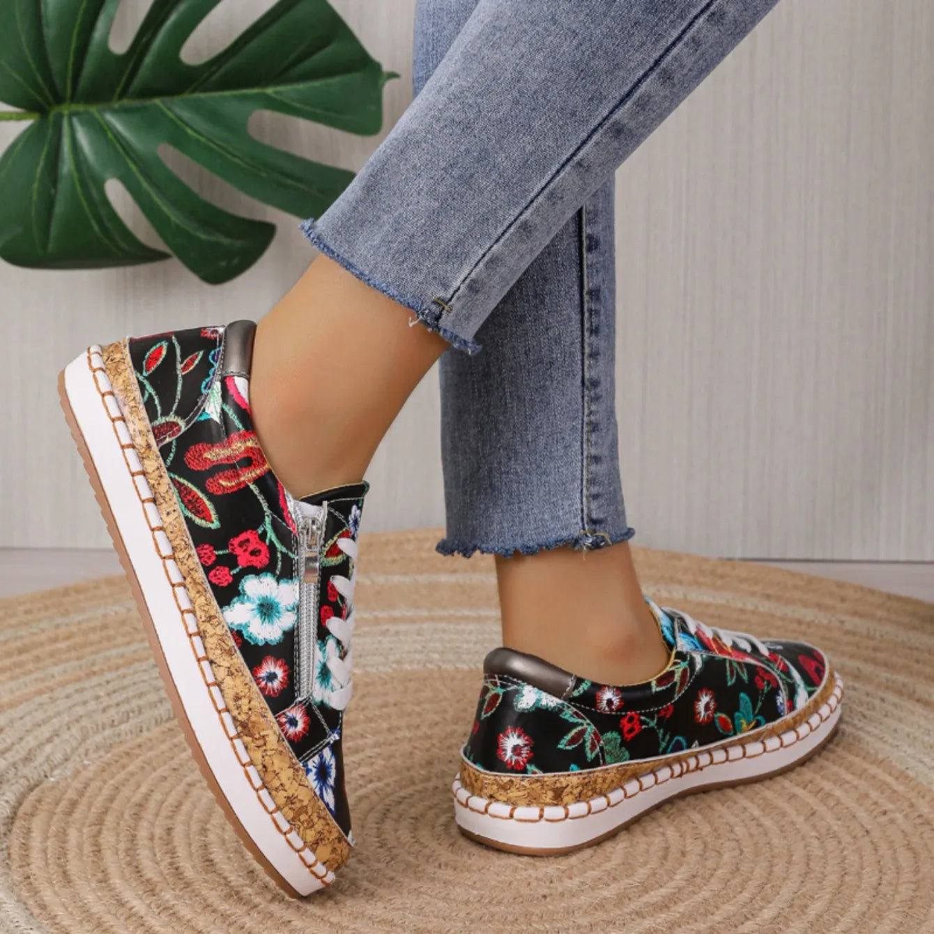 Elegante florale Schnürschuhe für Damen