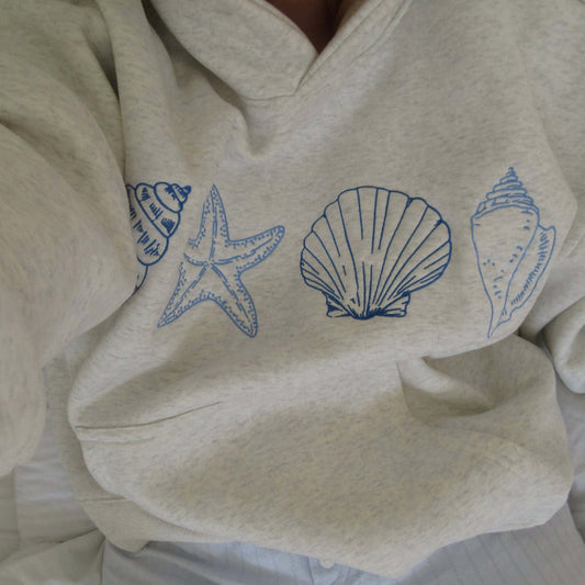 Damen-Kapuzenpullover mit Muschel-Print
