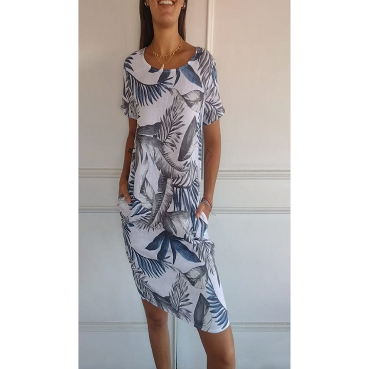 Luftiges Maxikleid mit Boho-Print und Volantärmeln