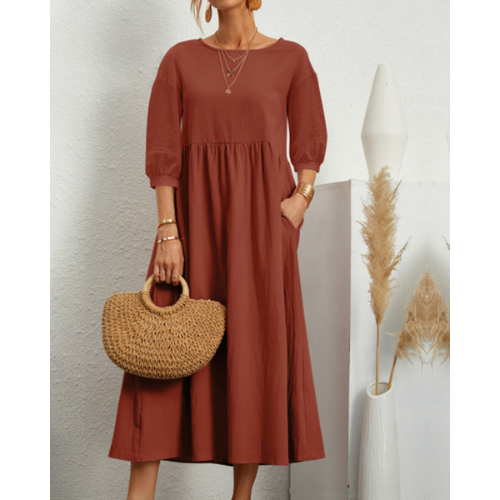 Elegante gesmokte zomerjurk voor dames - Midi