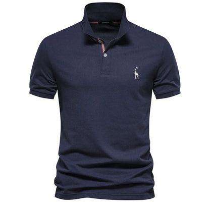 Luxuriöses Baumwoll-Poloshirt mit Hirschstickerei