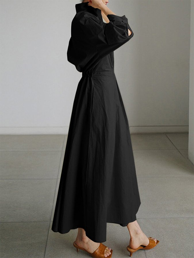 Elegante Maxi-Jurk mit Vintage-Halslinie