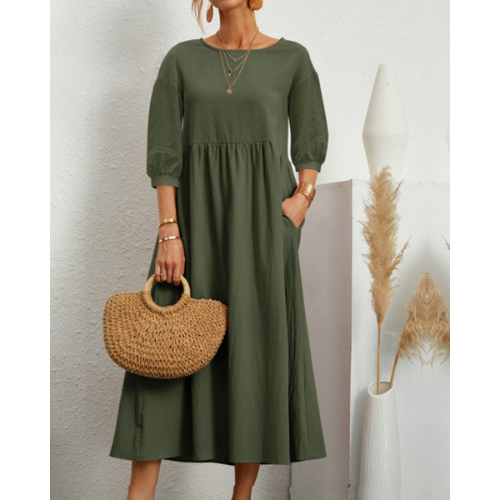 Elegante gesmokte zomerjurk voor dames - Midi