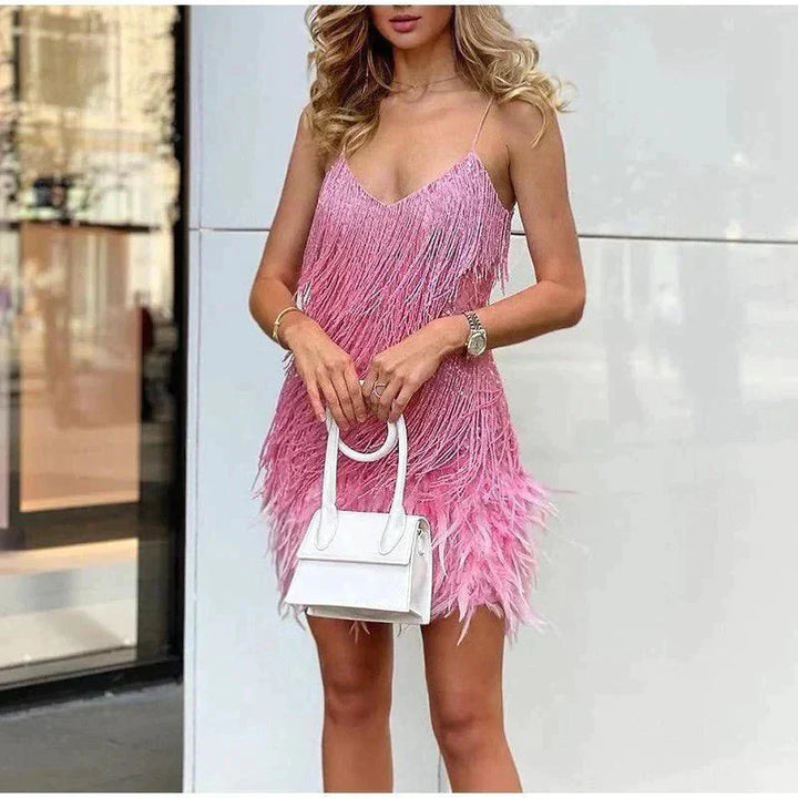 Minikleid mit Federn für Damen