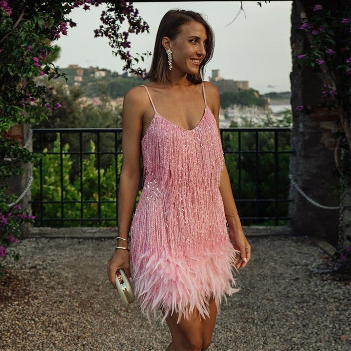 Minikleid mit Federn für Damen