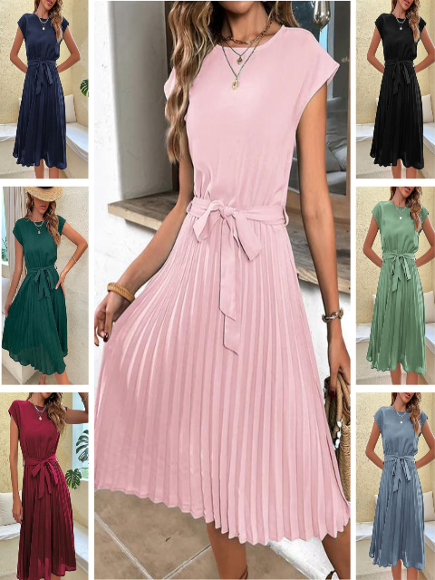 Elegantes Sommerkleid mit Spitzenärmeln und taillierter Passform