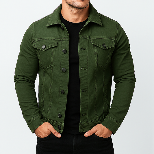 Lässige, einfarbige Jeansjacke für Herren